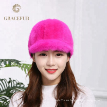 Sombreros de piel real visones de las señoras rosadas más cálidas de la venta directa de la fábrica